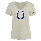 Women's Indiannapolis Colts Cream Logo V neck T-Shirt FengYun,baseball caps,new era cap wholesale,wholesale hats