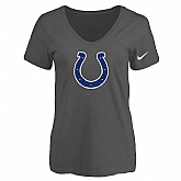 Women's Indiannapolis Colts D.Gray Logo V neck T-Shirt FengYun,baseball caps,new era cap wholesale,wholesale hats