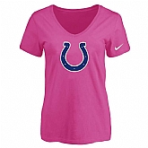 Women's Indiannapolis Colts Peach Logo V neck T-Shirt FengYun,baseball caps,new era cap wholesale,wholesale hats