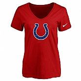 Women's Indiannapolis Colts Red Logo V neck T-Shirt FengYun,baseball caps,new era cap wholesale,wholesale hats