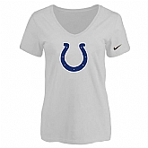 Women's Indiannapolis Colts White Logo V neck T-Shirt FengYun,baseball caps,new era cap wholesale,wholesale hats
