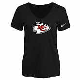 Women's Kansas City Chief Black Logo V neck T-Shirt FengYun,baseball caps,new era cap wholesale,wholesale hats