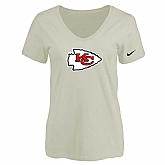 Women's Kansas City Chief Cream Logo V neck T-Shirt FengYun,baseball caps,new era cap wholesale,wholesale hats