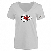 Women's Kansas City Chief White Logo V neck T-Shirt FengYun,baseball caps,new era cap wholesale,wholesale hats