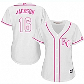 Women's Kansas City Royals #16 Bo Jackson White Pink New Cool Base Jersey,baseball caps,new era cap wholesale,wholesale hats