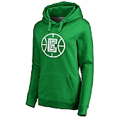 Women's LA Clippers Fanatics Branded Kelly Green St. Patrick's Day White Logo Pullover Hoodie FengYun,baseball caps,new era cap wholesale,wholesale hats