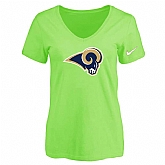 Women's Los Angeles Rams L.Green Logo V neck T-Shirt FengYun,baseball caps,new era cap wholesale,wholesale hats