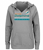 Women's Miami Dolphins Majestic Self-Determination Pullover Hoodie - Heather Gray FengYun,baseball caps,new era cap wholesale,wholesale hats