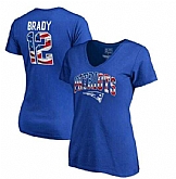Women's New England Patriots #12 Tom Brady NFL Pro Line by Fanatics Branded Banner Wave Name & Number T Shirt Royal FengYun,baseball caps,new era cap wholesale,wholesale hats