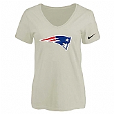 Women's New England Patriots Cream Logo V neck T-Shirt FengYun,baseball caps,new era cap wholesale,wholesale hats