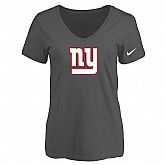 Women's New York Giants D.Gray Logo V neck T-Shirt FengYun,baseball caps,new era cap wholesale,wholesale hats