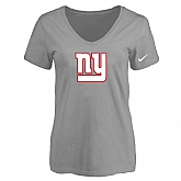 Women's New York Giants L.Gray Logo V neck T-Shirt FengYun,baseball caps,new era cap wholesale,wholesale hats