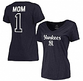 Women's New York Yankees 2017 Mother's Day #1 Mom V-Neck T-Shirt - Navy FengYun,baseball caps,new era cap wholesale,wholesale hats