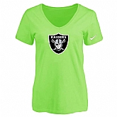 Women's Oakland Raiders L.Green Logo V neck T-Shirt FengYun,baseball caps,new era cap wholesale,wholesale hats