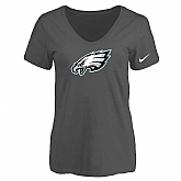 Women's Philadelphia Eagles D.Gray Logo V neck T-Shirt FengYun,baseball caps,new era cap wholesale,wholesale hats