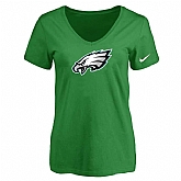 Women's Philadelphia Eagles D.Green Logo V neck T-Shirt FengYun,baseball caps,new era cap wholesale,wholesale hats