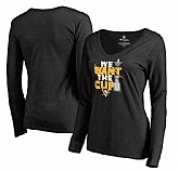 Women's Pittsburgh Penguins Fanatics Branded 2017 NHL Stanley Cup Playoff Participant Blue Line V Neck Long Sleeve T Shirt Black FengYun,baseball caps,new era cap wholesale,wholesale hats