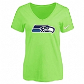 Women's Seattle Seahawks L.Green Logo V neck T-Shirt FengYun,baseball caps,new era cap wholesale,wholesale hats