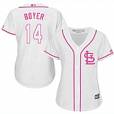 Women's St. Louis Cardinals #14 Ken Boyer White Pink New Cool Base Jersey,baseball caps,new era cap wholesale,wholesale hats