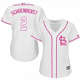Women's St. Louis Cardinals #2 Red Schoendienst White Pink New Cool Base Jersey,baseball caps,new era cap wholesale,wholesale hats