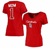 Women's St. Louis Cardinals 2017 Mother's Day #1 Mom V-Neck T-Shirt - Red FengYun,baseball caps,new era cap wholesale,wholesale hats