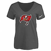 Women's Tampa Bay Buccaneers D.Gray Logo V neck T-Shirt FengYun,baseball caps,new era cap wholesale,wholesale hats