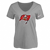Women's Tampa Bay Buccaneers L.Gray Logo V neck T-Shirt FengYun,baseball caps,new era cap wholesale,wholesale hats