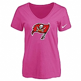 Women's Tampa Bay Buccaneers Peach Logo V neck T-Shirt FengYun,baseball caps,new era cap wholesale,wholesale hats