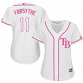 Women's Tampa Bay Rays #11 Logan Forsythe White Pink New Cool Base Jersey,baseball caps,new era cap wholesale,wholesale hats