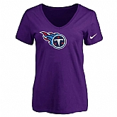 Women's Tennessee Titans Purple Logo V neck T-Shirt FengYun,baseball caps,new era cap wholesale,wholesale hats