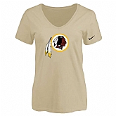 Women's Washington Redskins Beige Logo V neck T-Shirt FengYun,baseball caps,new era cap wholesale,wholesale hats