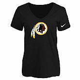 Women's Washington Redskins Black Logo V neck T-Shirt FengYun,baseball caps,new era cap wholesale,wholesale hats