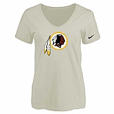 Women's Washington Redskins Cream Logo V neck T-Shirt FengYun,baseball caps,new era cap wholesale,wholesale hats