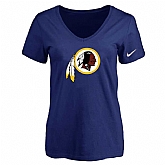 Women's Washington Redskins D.Blue Logo V neck T-Shirt FengYun,baseball caps,new era cap wholesale,wholesale hats