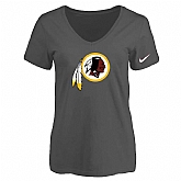 Women's Washington Redskins D.Gray Logo V neck T-Shirt FengYun,baseball caps,new era cap wholesale,wholesale hats