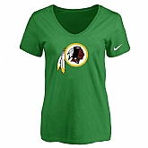 Women's Washington Redskins D.Green Logo V neck T-Shirt FengYun,baseball caps,new era cap wholesale,wholesale hats