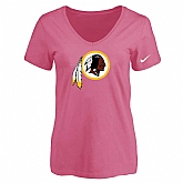 Women's Washington Redskins Pink Logo V neck T-Shirt FengYun,baseball caps,new era cap wholesale,wholesale hats
