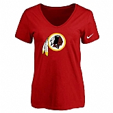 Women's Washington Redskins Red Logo V neck T-Shirt FengYun,baseball caps,new era cap wholesale,wholesale hats