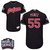 Cleveland Indians #55 Roberto Perez Navy 2016 World Series Flexbase Stitched Jersey DingZhi,baseball caps,new era cap wholesale,wholesale hats