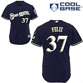 Milwaukee Brewers #37 Neftali Feliz Navy New Cool Base Stitched Jersey DingZhi,baseball caps,new era cap wholesale,wholesale hats