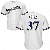 Milwaukee Brewers #37 Neftali Feliz White New Cool Base Stitched Jersey DingZhi,baseball caps,new era cap wholesale,wholesale hats