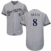 Milwaukee Brewers #8 Ryan Braun Gray Flexbase Player Stitched Jersey DingZhi,baseball caps,new era cap wholesale,wholesale hats