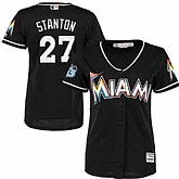 Women Miami Marlins #27 Giancarlo Stanton Black New 2017 Spring Training Cool Base Jersey DingZhi,baseball caps,new era cap wholesale,wholesale hats