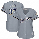 Women Milwaukee Brewers #37 Neftali Feliz Gray New Cool Base Jersey DingZhi,baseball caps,new era cap wholesale,wholesale hats
