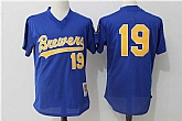 Milwaukee Brewers #19 Robin Yount (No Name) Blue Mitchell And Ness Throwback Pullover Stitched Jersey,baseball caps,new era cap wholesale,wholesale hats