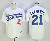 Puerto Rico Cangrejeros de Santurce 21 Roberto Clemente White Throwback Baseball Jersey,baseball caps,new era cap wholesale,wholesale hats