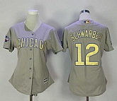 Women Chicago Cubs #12 Kyle Schwarber Gray World Series Champions Gold Program Cool Base Jersey,baseball caps,new era cap wholesale,wholesale hats