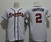 Youth Atlanta Braves #2 Dansby Swanson White New Cool Base Jersey,baseball caps,new era cap wholesale,wholesale hats