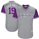 Colorado Rockies #19 Charlie Blackmon Chuck Nazty Majestic Gray 2017 Players Weekend Jersey,baseball caps,new era cap wholesale,wholesale hats