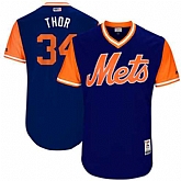 New York Mets #34 Noah Syndergaard Thor Majestic Royal 2017 Players Weekend Jersey,baseball caps,new era cap wholesale,wholesale hats